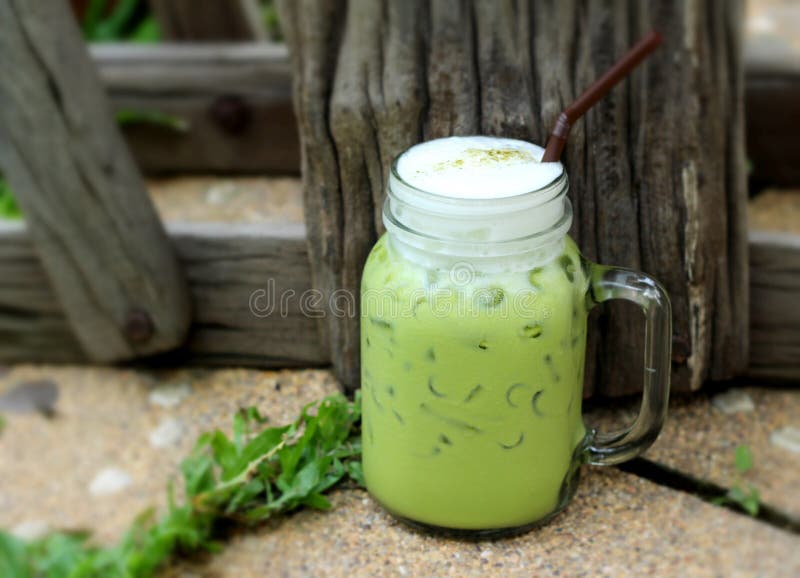 Iced Green Tea at Milk is Delicious and Candy Sweet Stock Image Image