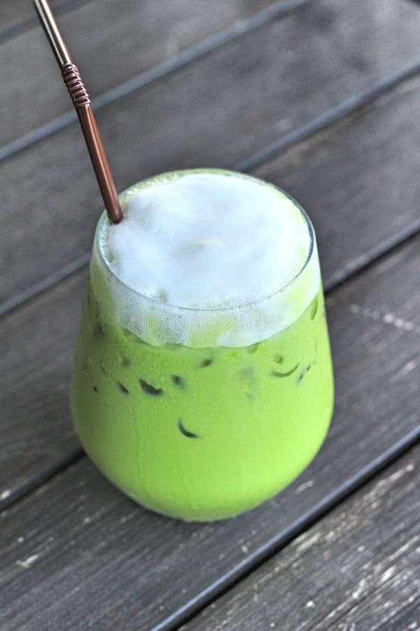 Iced Green Tea and Milk is Delicious Stock Image Image of tasty