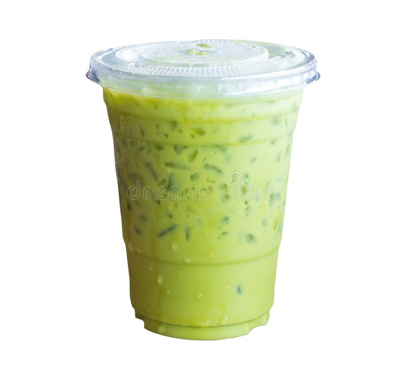 Isolated Front View of Thai Iced Lemon Tea in plastic cup with