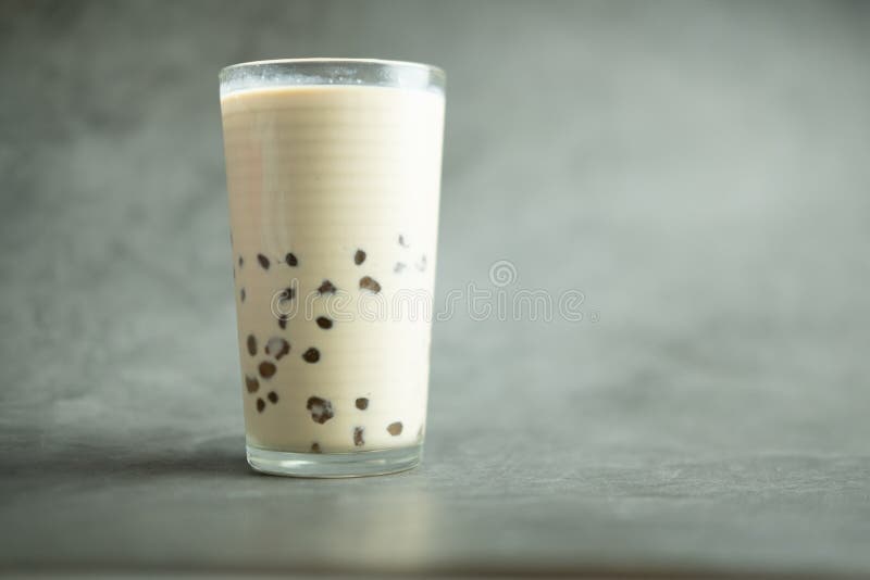 Iced Milk Bubble Tea with Tapioca Pearls Stock Image Image of cool, milkshake 208678935