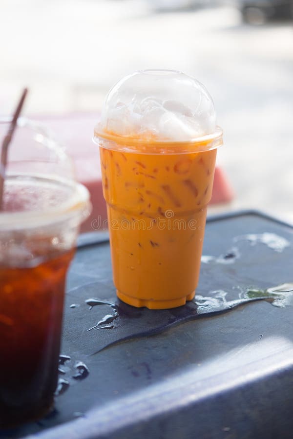 Iced Milk Tea or Thai Milk Tea Stock Image Image of flake, sweet