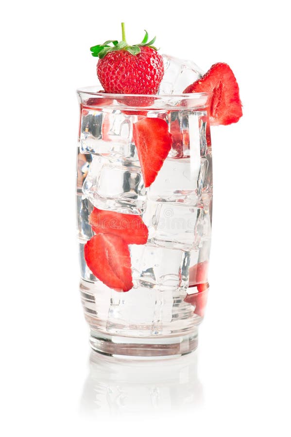 Iced mineral water with strawberry