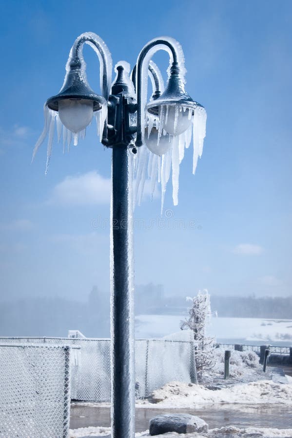 Iced street lamp