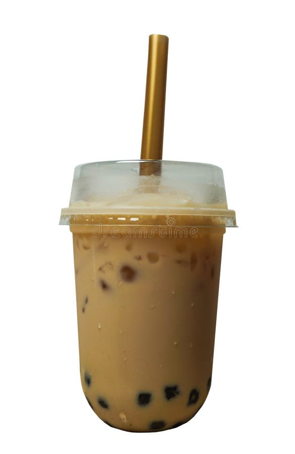 Iced Taiwan Bubble Tea Isolated on White Background with Clippng Path Stock Image Image of