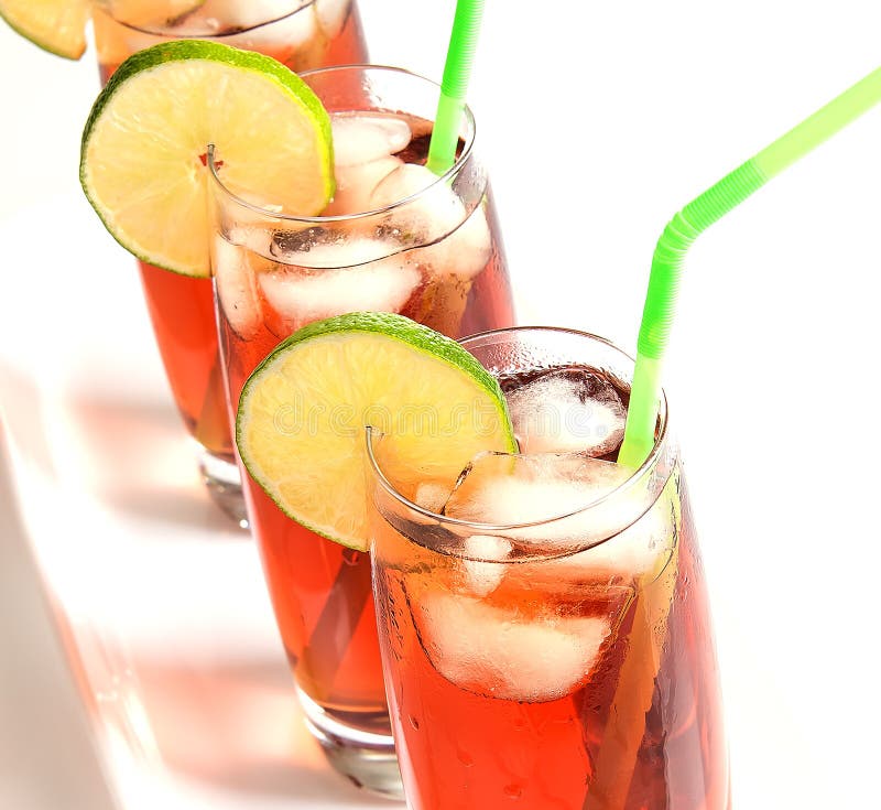 Iced Tea Glasses on White stock photo. Image of lemon 99182552