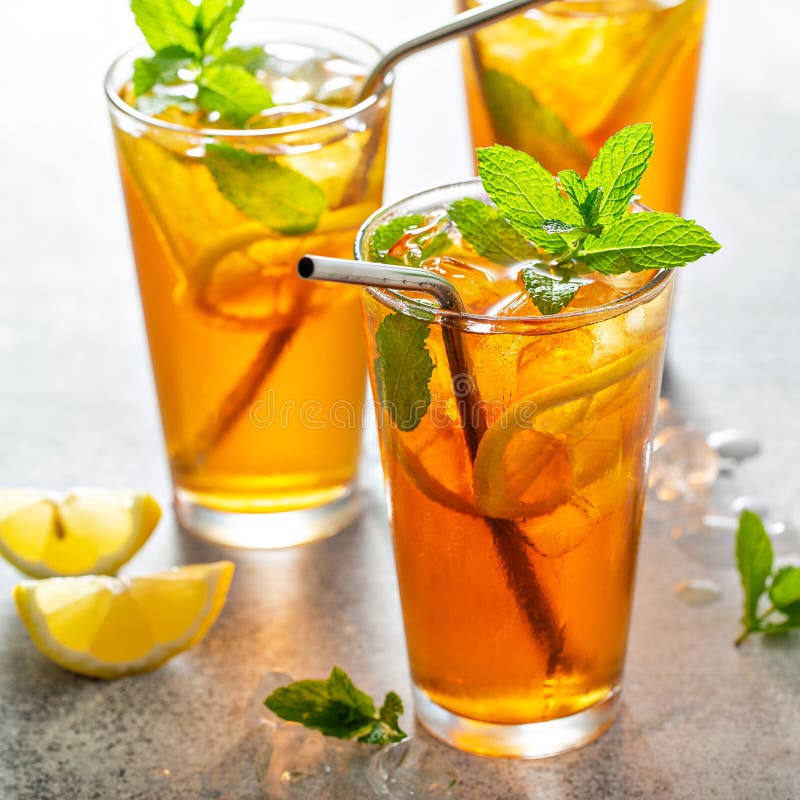 Iced Tea with Lemon and Mint Stock Image Image of green, liquid