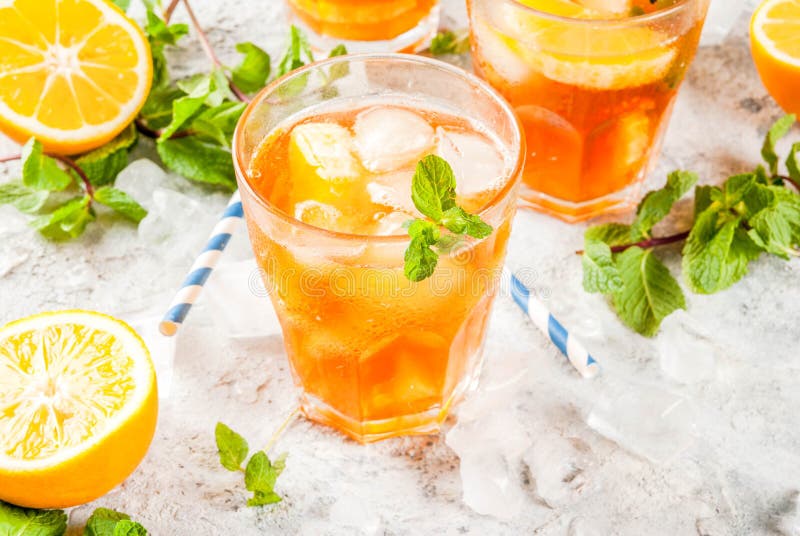 Iced Tea with Lemon and Mint Stock Photo Image of long, cold 110929162