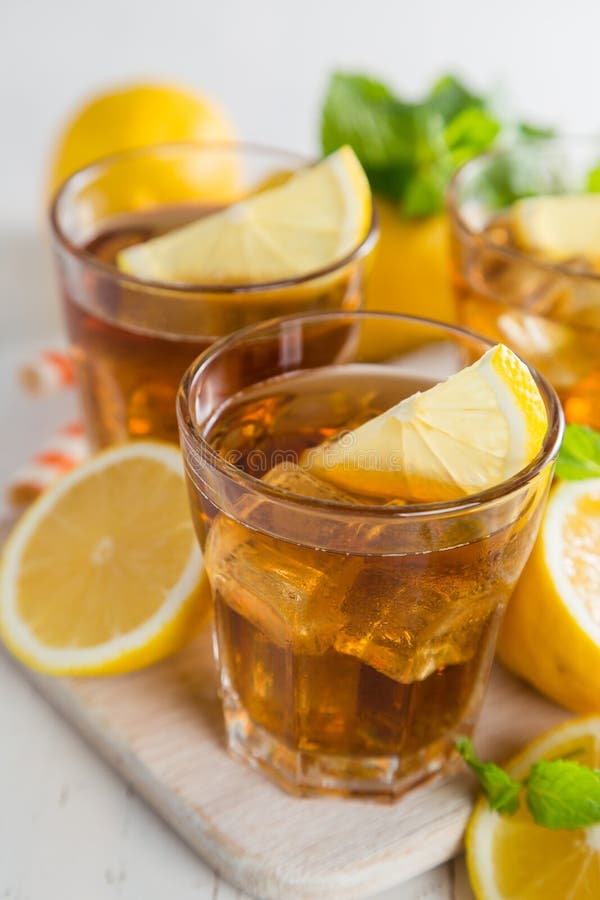 Iced Tea with Lemon and Mint Stock Photo Image of iced, water 71619090