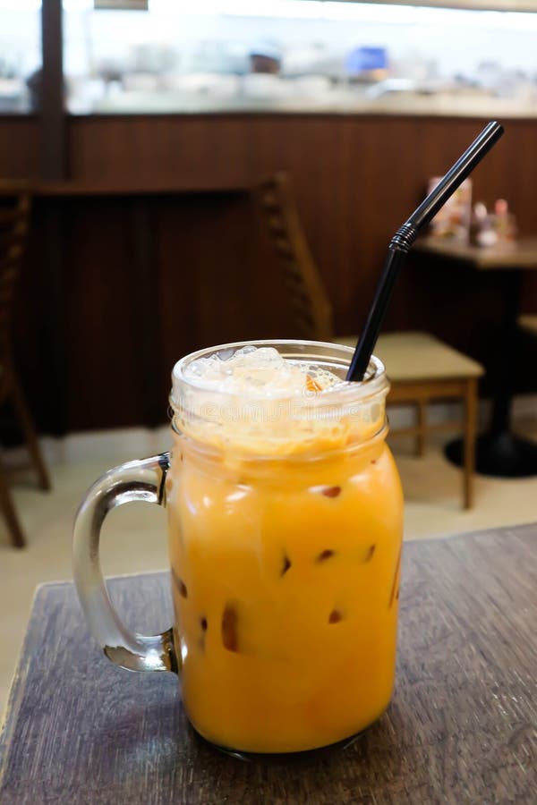 Iced Tea or Milk Tea or Thai Tea Stock Image Image of milk, glass