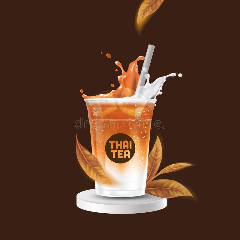 Download Iced Thai Tea Latte Takeaway Cup Vector Illustration Stock Vector Illustration Of Summer Milk 198542777