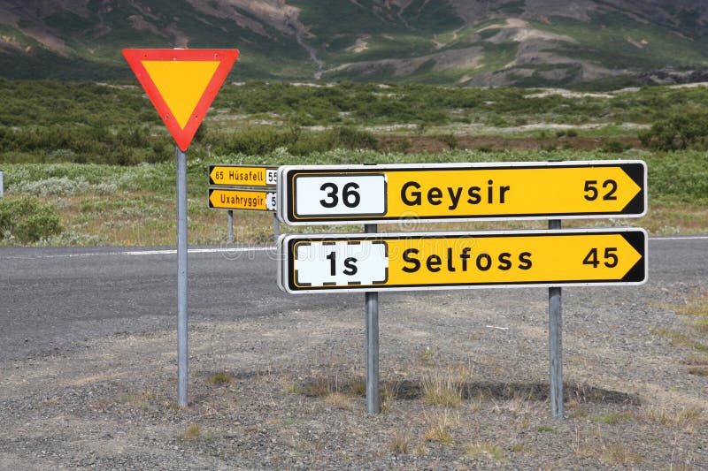 Iceland traffic signs stock image. Image of circle, fire 57964907