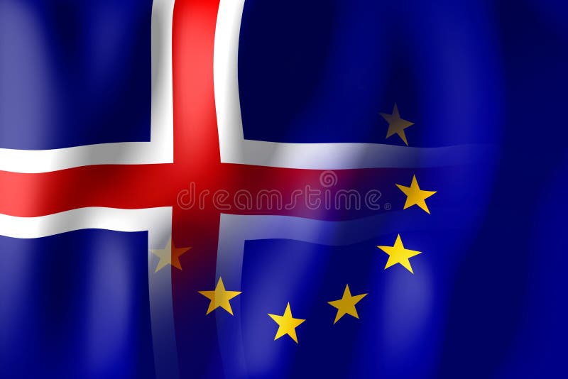 Iceland and European Union flags stock illustration Iceland and European Union flags stock illustration
