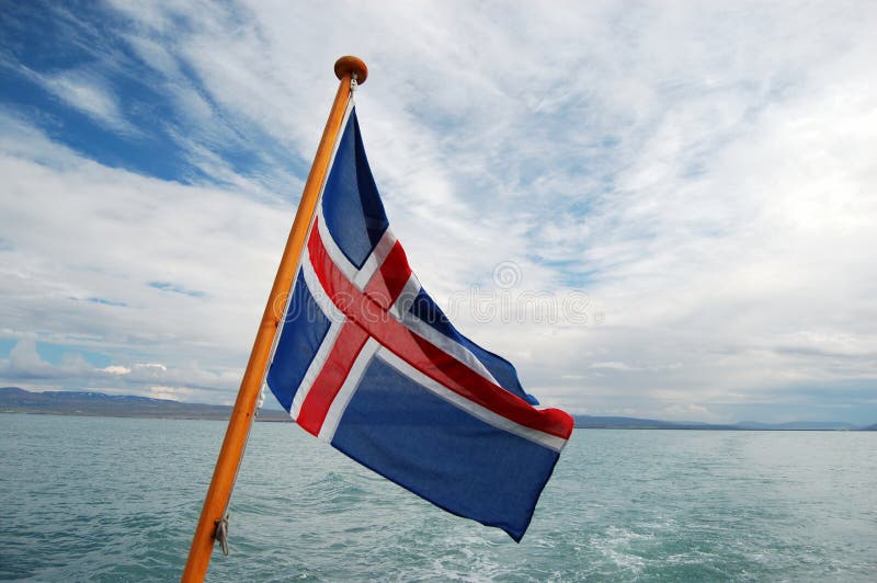 Iceland flag with cloud