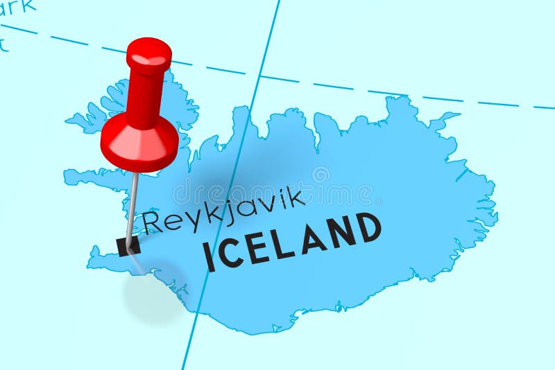 Iceland, Reykjavik - stolica, przyczepiająca na politycznej mapie ilustracja wektor Iceland, Reykjavik - stolica, przyczepiająca na politycznej mapie ilustracja wektor