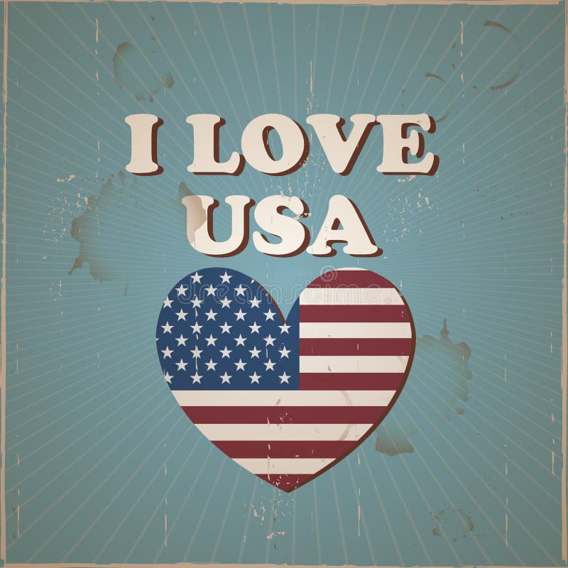 Ich liebe USAFlaggenherz vektor abbildung. Illustration von