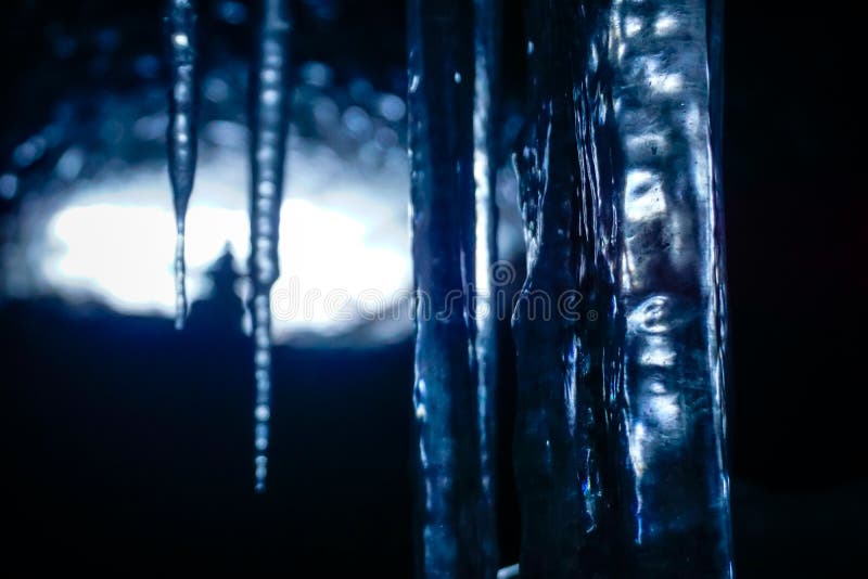 Icicles in an ice cave royalty free stock images