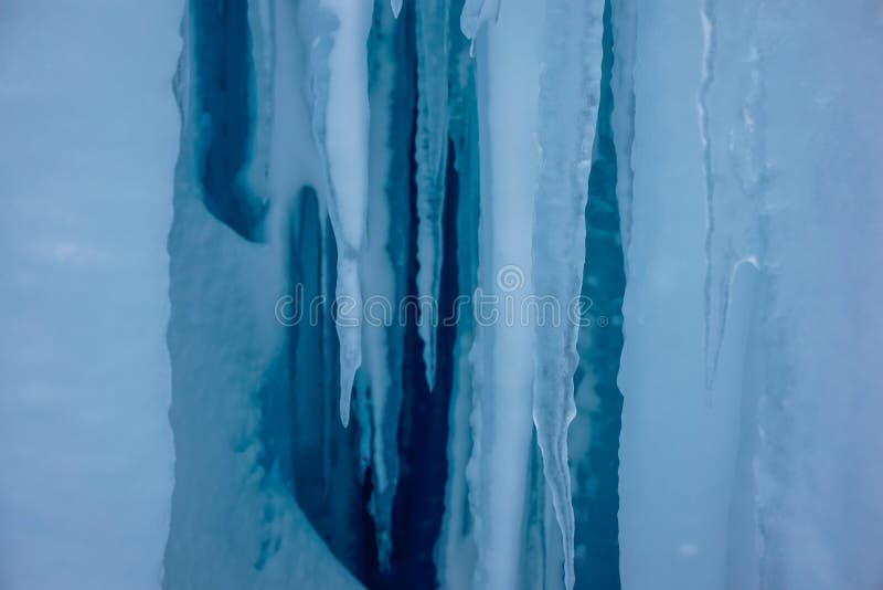 Icicles in an ice cave royalty free stock photography