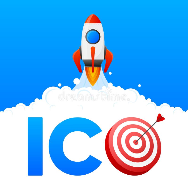 ICO initial coin offering banner. Initial coin offering concept. ICO as a financial bubble and scam. Financial royalty free illustration