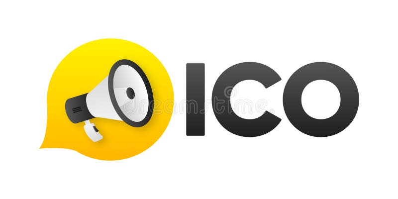 ICO initial coin offering banner. Initial coin offering concept. ICO as a financial bubble and scam. Financial vector illustration