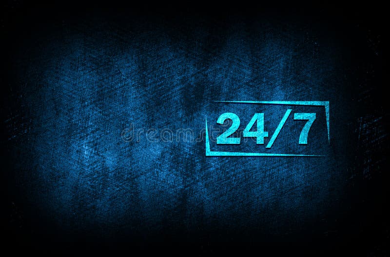 24/7 icon abstract blue background illustration digital texture design concept