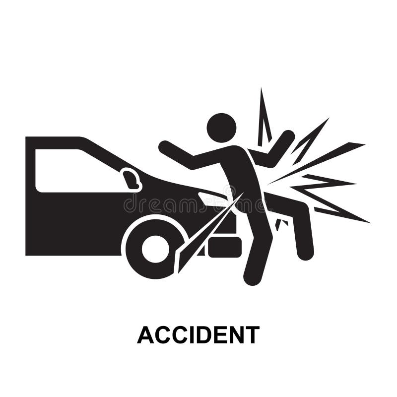 Accident icon. The black accident symbol isolated on background royalty free illustration