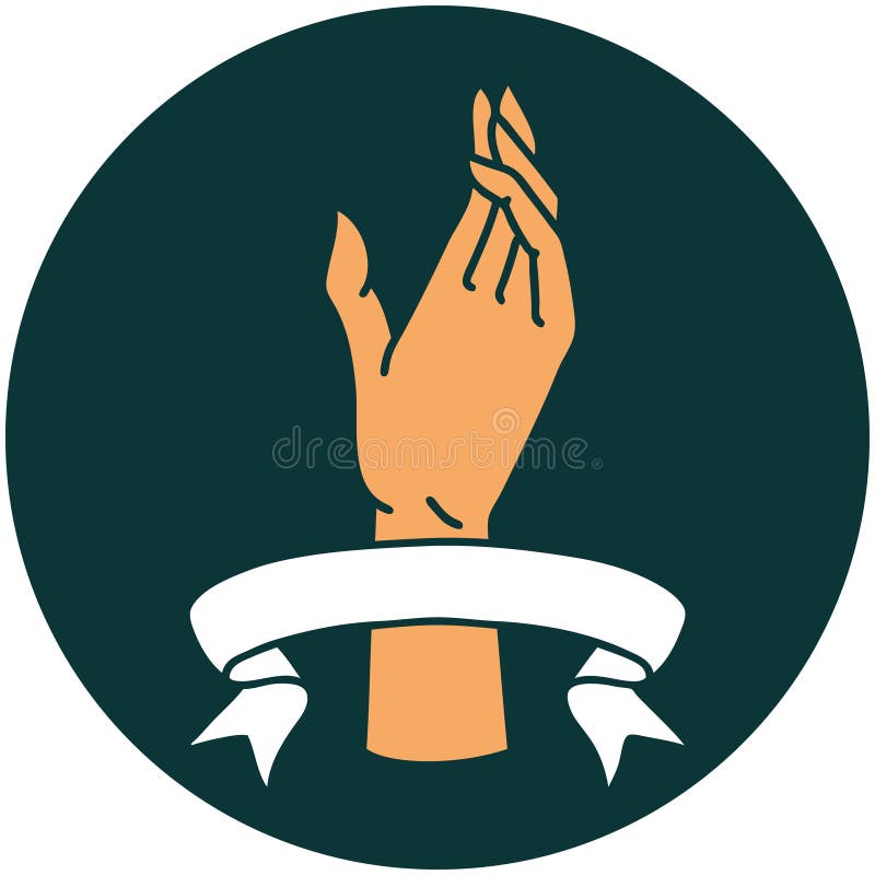 icon with banner of a hand