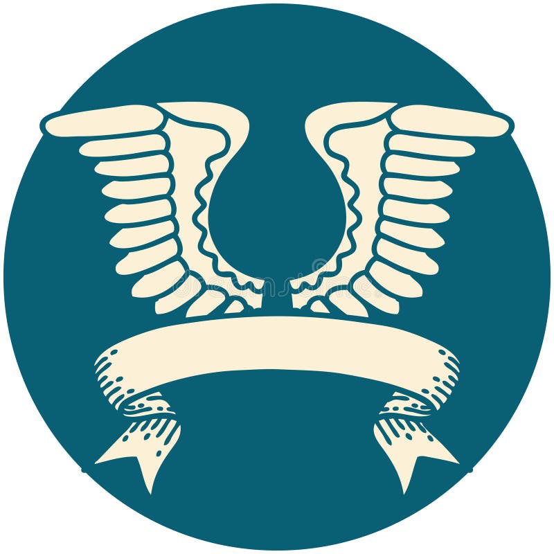 Icon with banner of a wing stock vector. Illustration of design 180579997