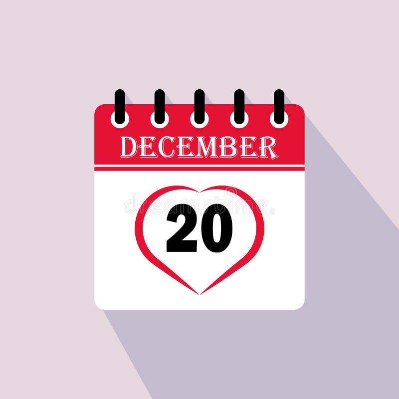 Zi calendar pictogramă 20 decembrie stock illustration