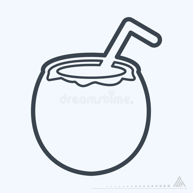 Icon Coconut - Line Style stock illustration
