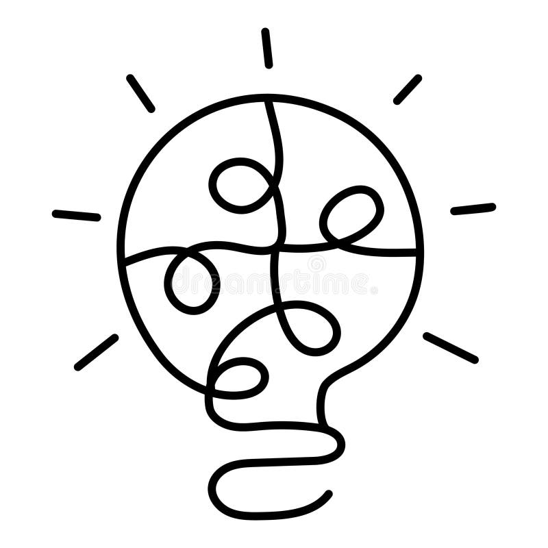 The puzzle bulb icon represents the innovative approach to problem-solving, where pieces come together. vector illustration