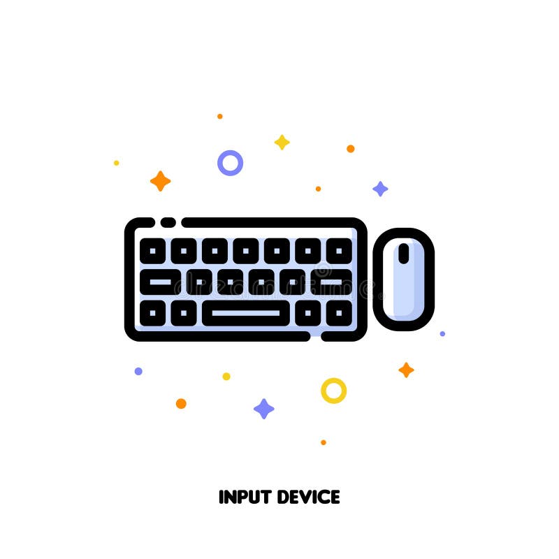 Icon of computer wireless keyboard top view and mouse stock illustration