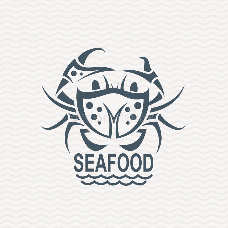 Monochrome seafood icon with crab