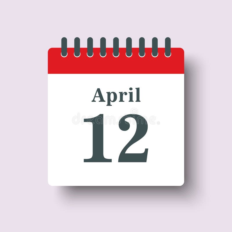 Icon Day Date 12 April, Template Calendar Page Stock Illustration ...