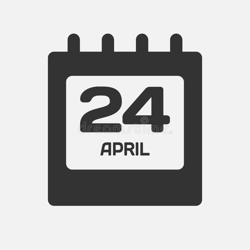 Icon Day Date 24 April Template Calendar Page Stock Illustration