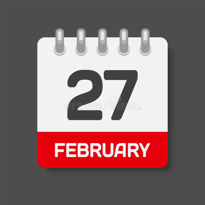 Icon Day Date 27 February, Template Calendar Page Stock Vector -  Illustration of design, pictogram: 260545534