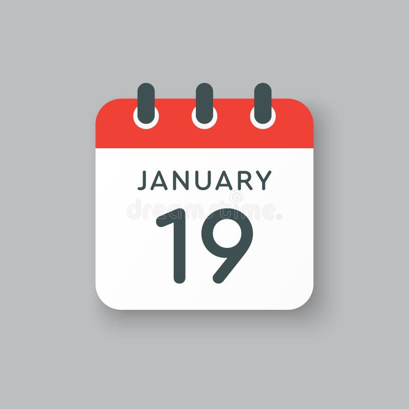 January 19th. Day 19 of Month,Month Name and Date Floating in the Air