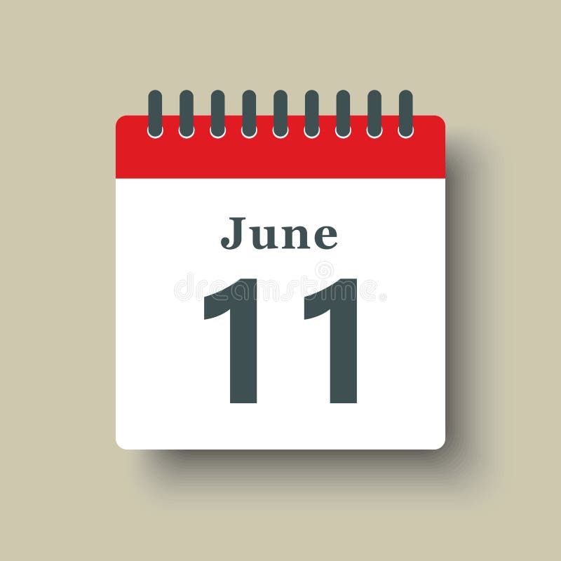 Icon Day Date 11 June, Template Calendar Page Stock Vector - Illustration  of calendar, background: 212395014