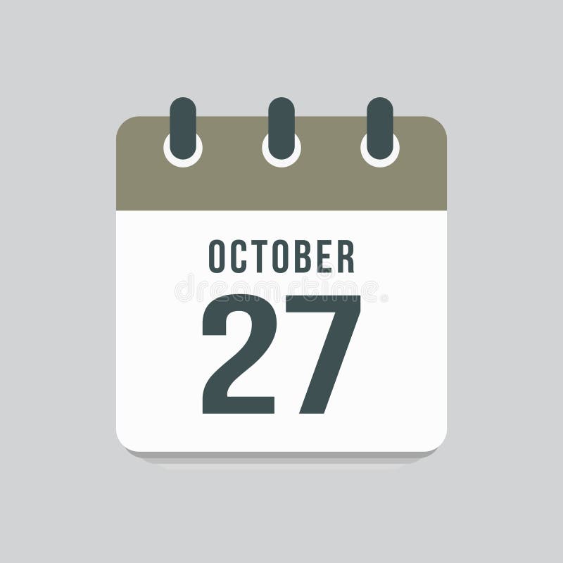 Icon Day Date 27 October, Template Calendar Page Stock Vector