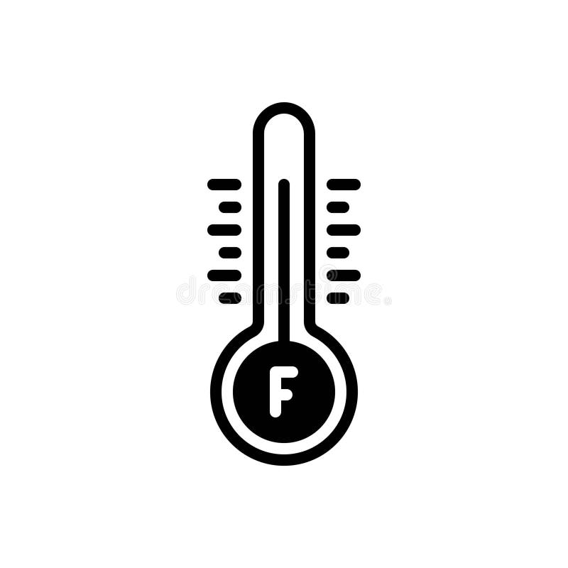 Black solid icon for Degree Fahrenheit, temperature and measurement royalty free illustration