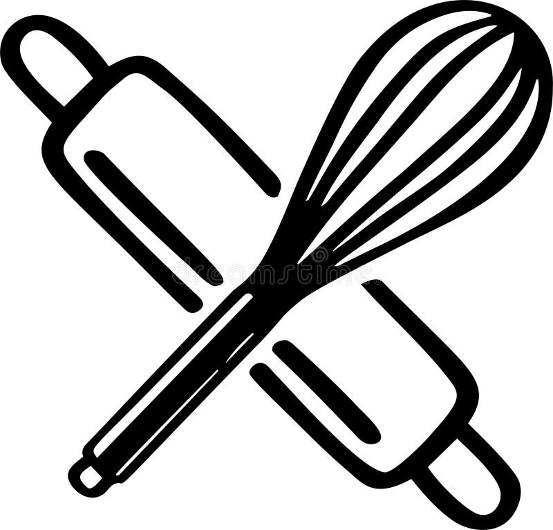 Icon Depicting a Rolling Pin and a Whisk. Bakery Products Stock