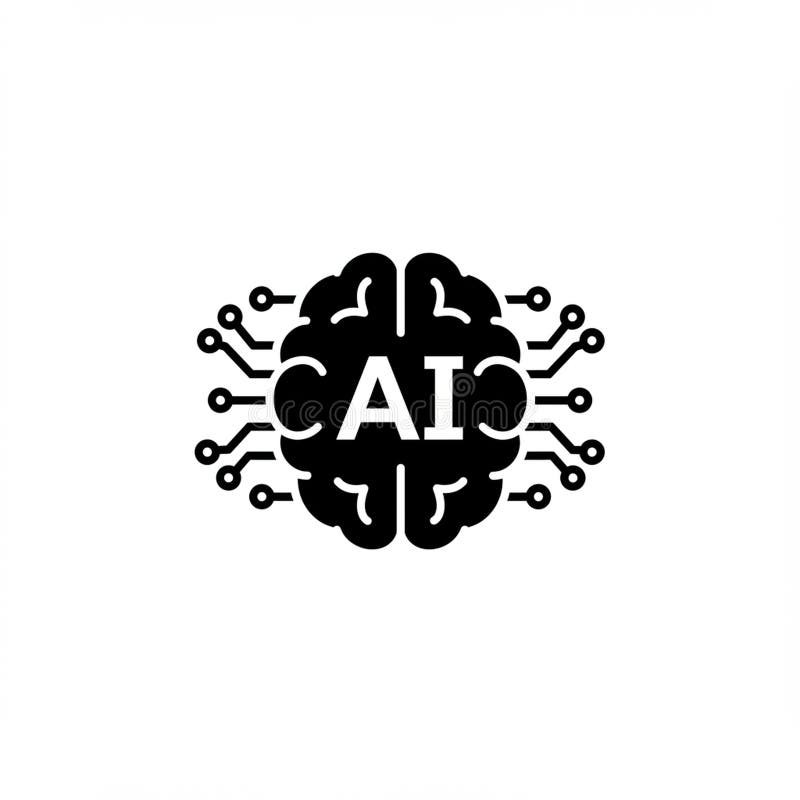 Icon depicting a stylized brain with the letters \'AI\' in the center vector illustration