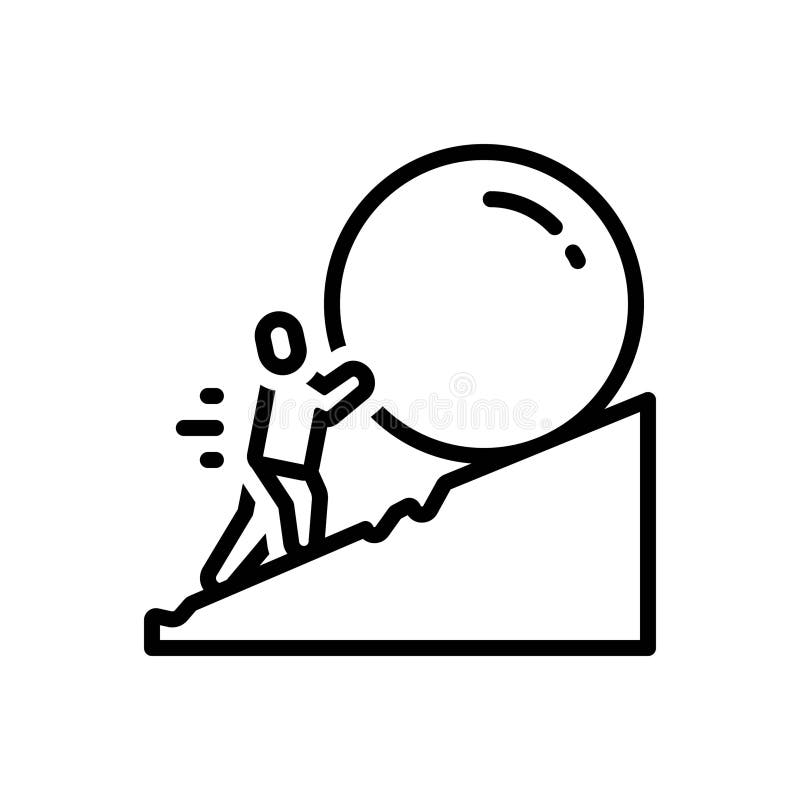 Black line icon for Determination, rolling and workload vector illustration