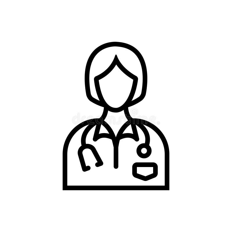 Black line icon for Doctor, physician and female stock illustration