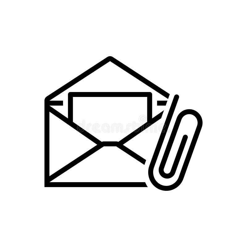 Black line icon for Email Attachment, attach and clip royalty free illustration