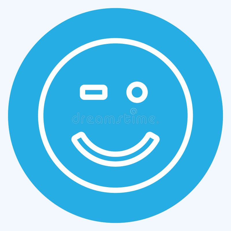 Icon Emoticon Winking. Suitable for Emoticon Symbol. Blue Eyes Style. Simple Design Editable