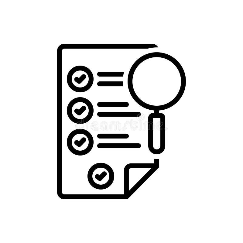 Black Line Icon for Evaluation, Assess and Performance Stock Vector