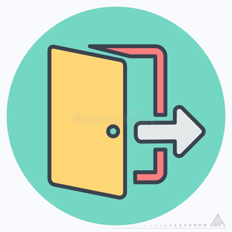 Icon Exit - Color Mate Style - Simple illustration, Editable stroke, Design template vector, Good for prints, posters, advertisements, announcements, info graphics, etc