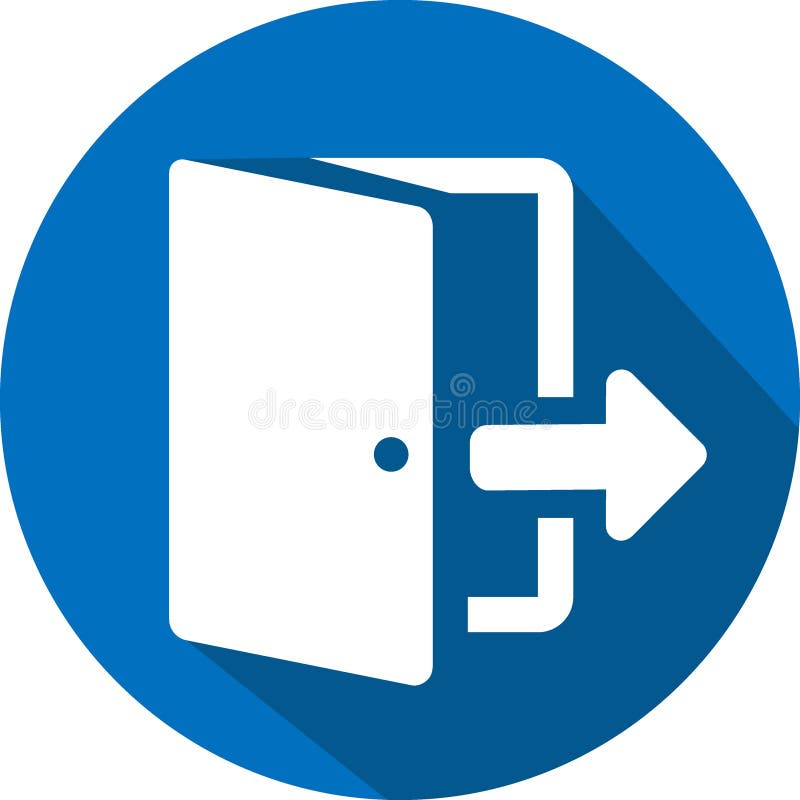 Icon Exit - Long Shadow Style vector illustration