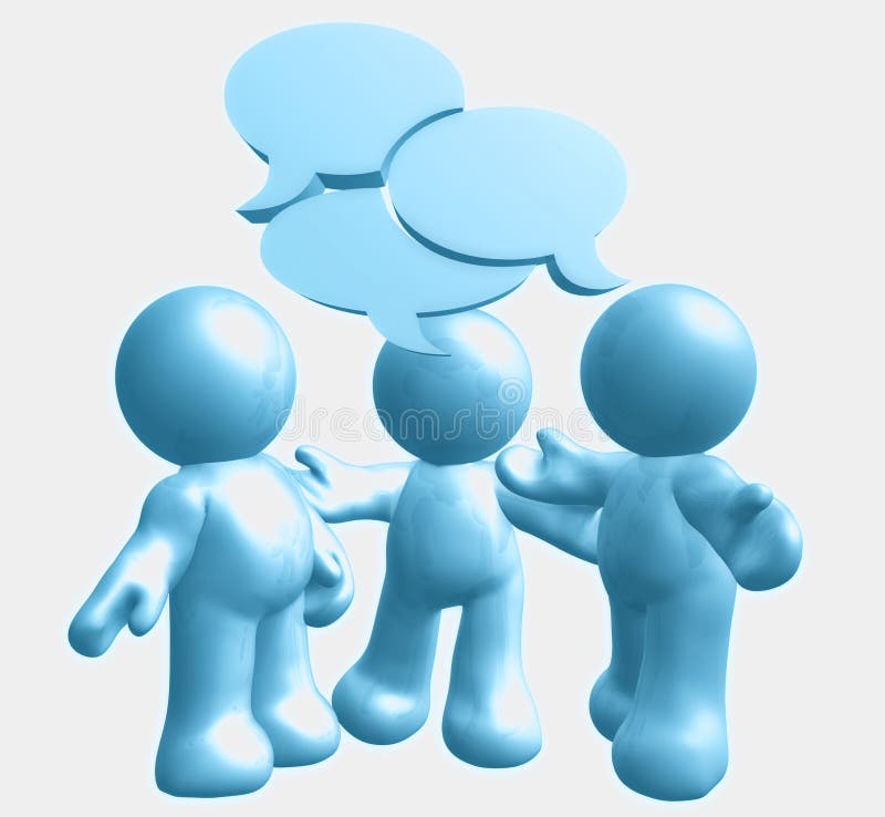 Icon figures enjoy chatting with comic balloons