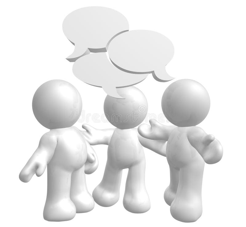 Icon figures enjoy chatting with comic balloons